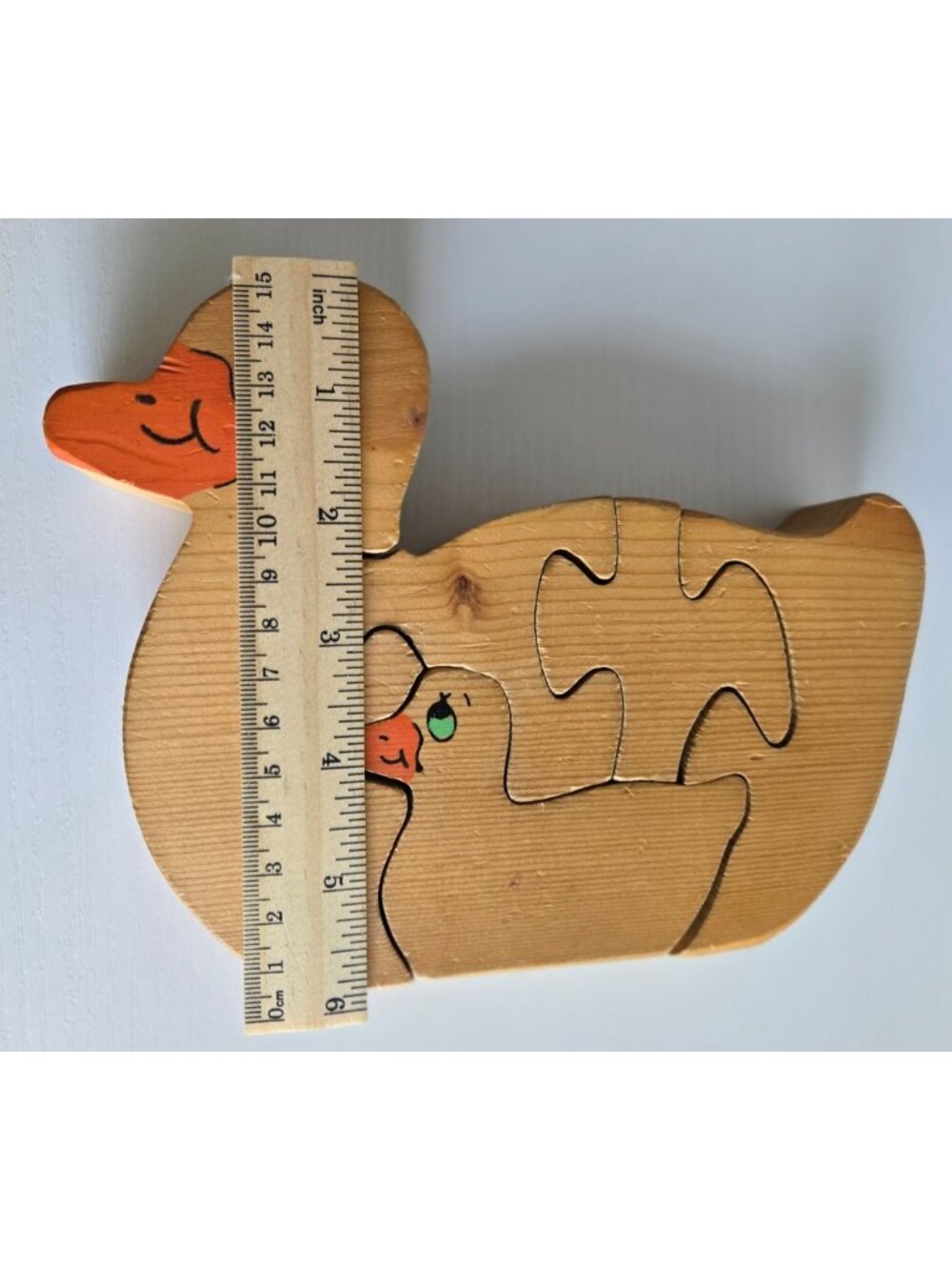 VTG Wood Duck & Duckling Puzzle Statue Figurine Art Wooden Toy Shelf Sitter - Picture 10 of 11
